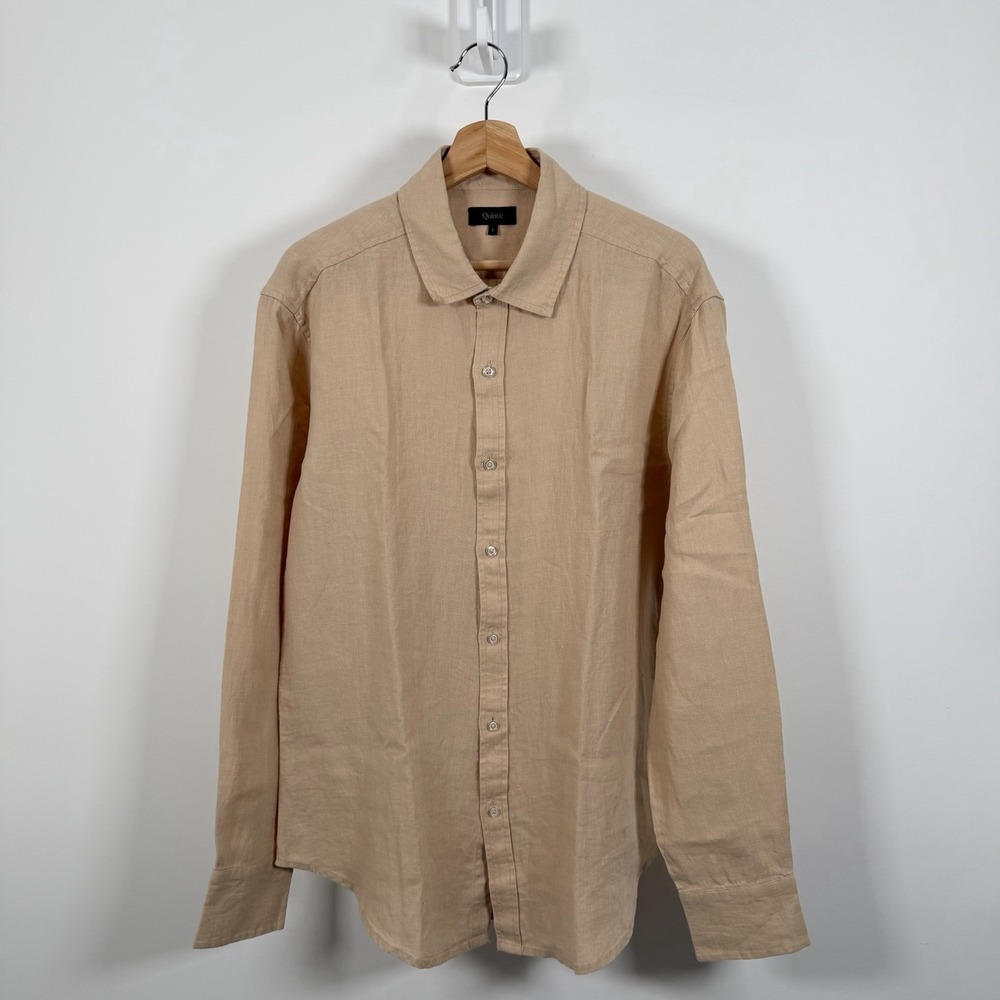 Quince 100% European Linen Shirt Mens Large Driftwood Long Sleeve Button Down